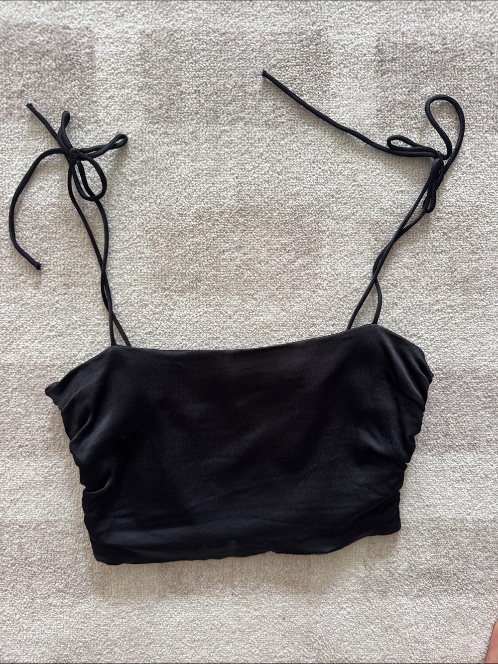 Zara Black Tie-Shoulder Crop Camisole